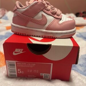 Nike Pink and White Sneakers Dunk Low